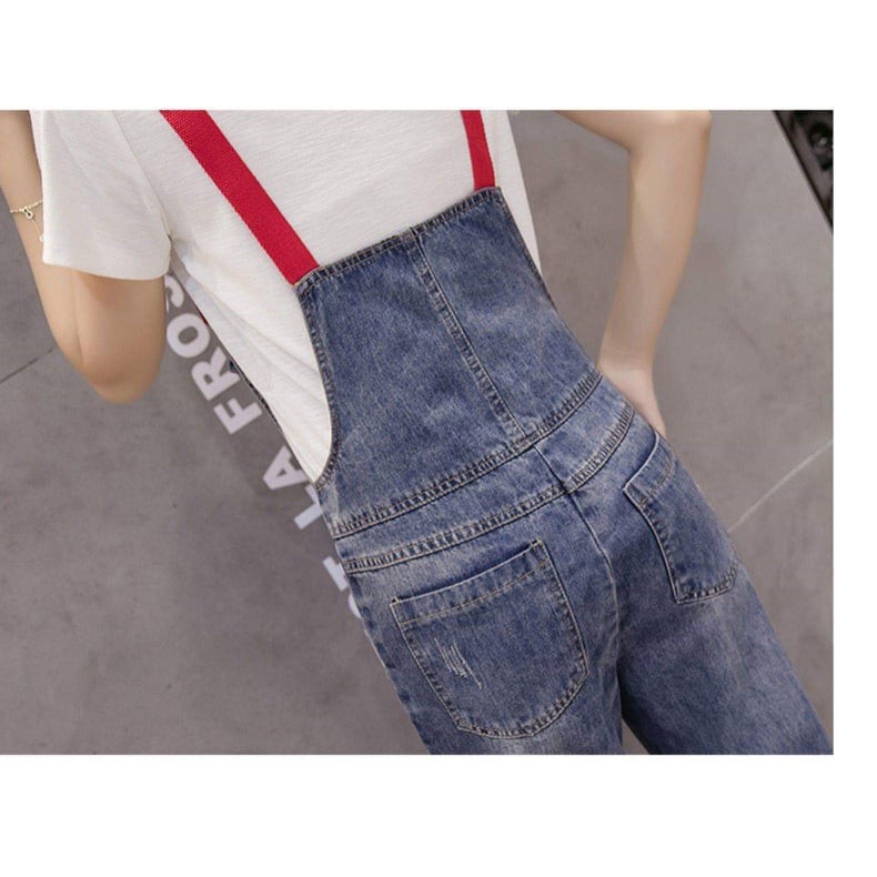 Set Quần Yếm Jean Rách kèm Áo Thun Cotton hàng nhập Quảng Châu chuẩn form