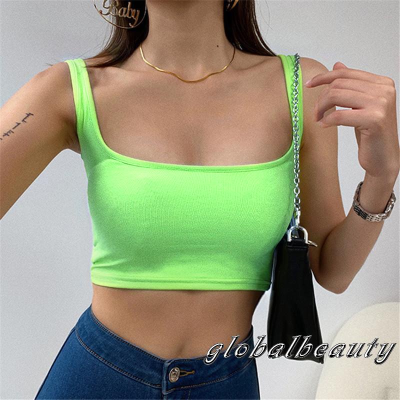 Áo croptop cổ vuông màu sắc thời trang cho nữ