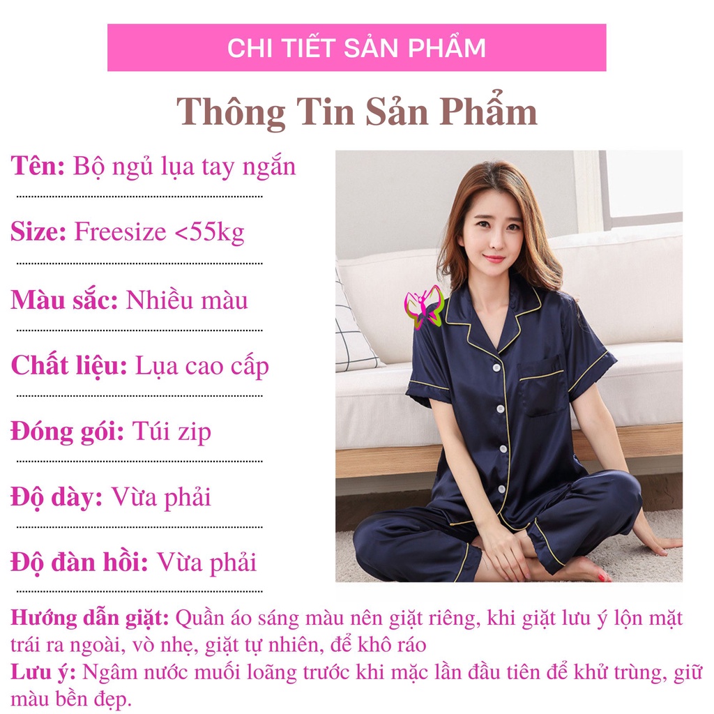 Bộ ngủ Pyjama lụa tay ngắn cao cấp, trẻ trung, thoải mái, thoát mát (MS 09041) Anna Shop