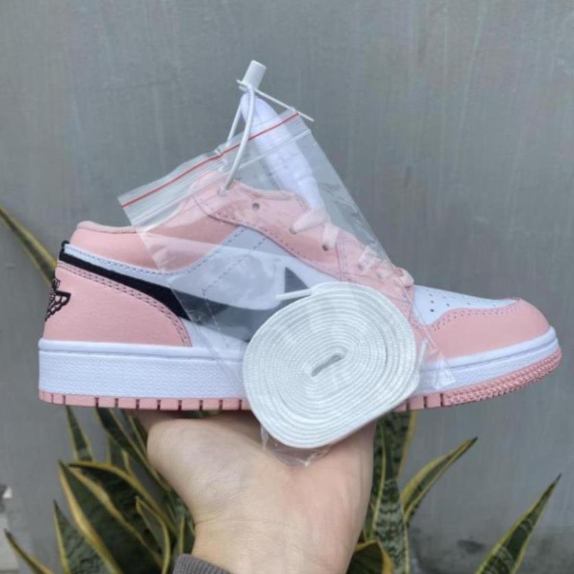 Giày Jordan cổ thấp nữ màu hồng cực xinh, Giày Jordan 1 low pink, Sneaker nữ air jd1 bóng rổ bản đẹp full box bill