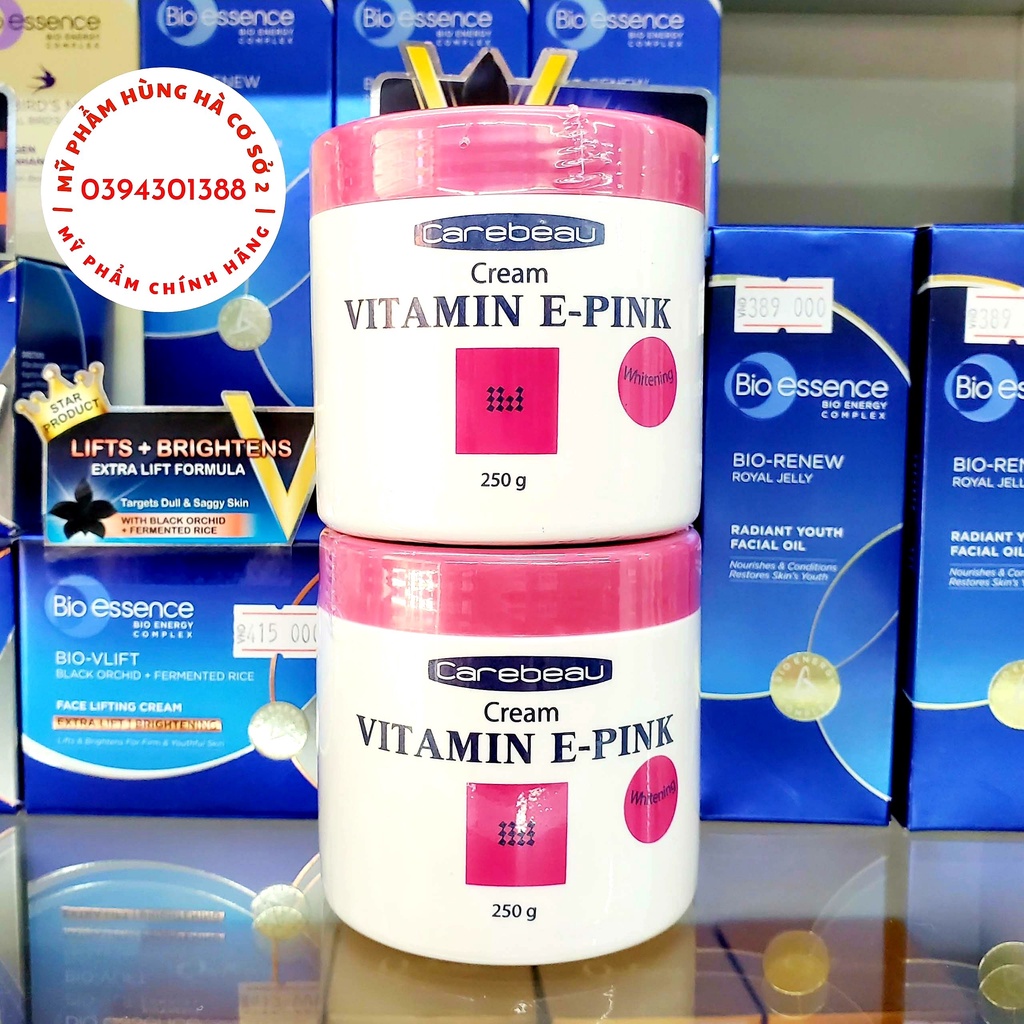 Kem dưỡng ẩm toàn thân, trắng da Vitamin E Carebeau Nắp Hồng Thái Lan 250g - combo 2 hộp