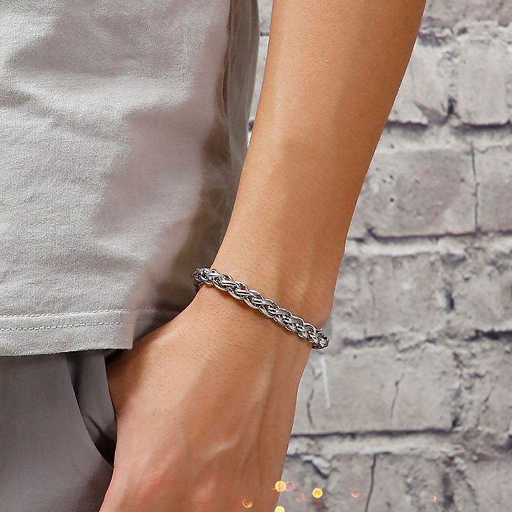 Vòng Tay Dây Xích Bằng Thép Không Gỉ Kiểu Hàn Quốc Cổ Điển Cho Nam &amp; Nữ Back2Li