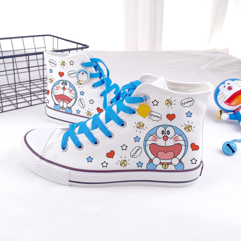 Giày Canvas Cột Dây Hoạ Tiết Doraemon Thời Trang Mùa Hè Dành Cho Nữ 2022