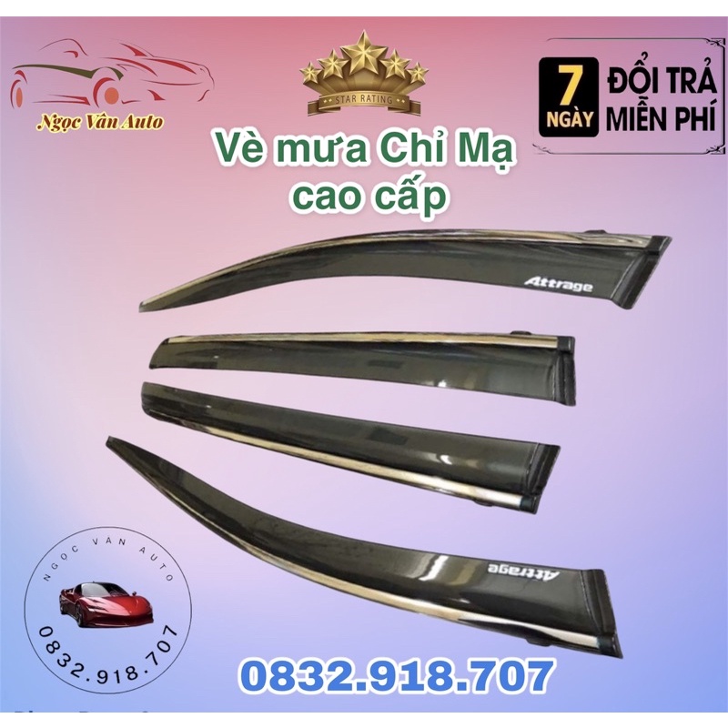 Vè mưa chỉ mạ inox Attrage 2015 - 2021 hàng chỉ mạ cao cấp loại tốt nhất thị trường  ( chỉ viền inox )