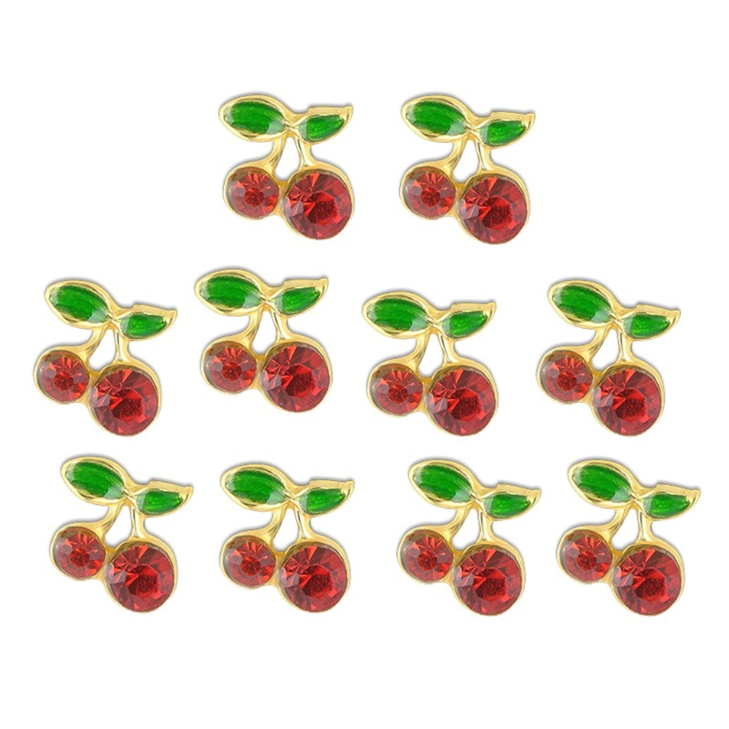 Set 10 Phụ Kiện Trang Trí Móng Tay 3D Hình Quả Cherry Dễ Thương