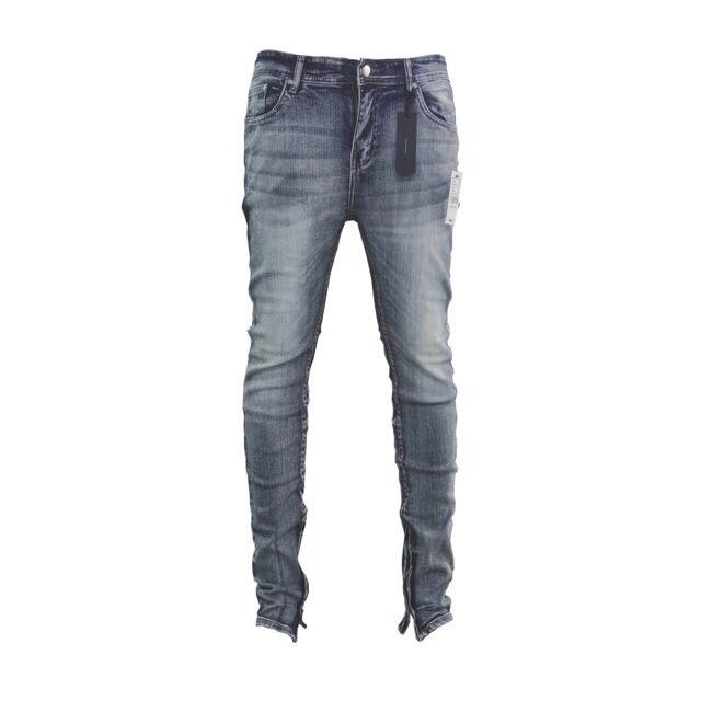 Quần jean nam xanh sẫm trơn phối zip - M5 dirty blue zipper skinny [21Centuryz]