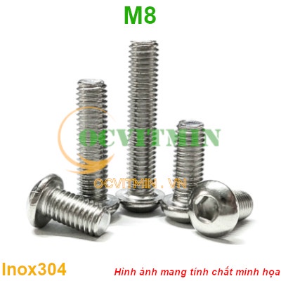 Ốc Lục Giác Đầu Dù M8 Inox 304 Hút Nam Châm