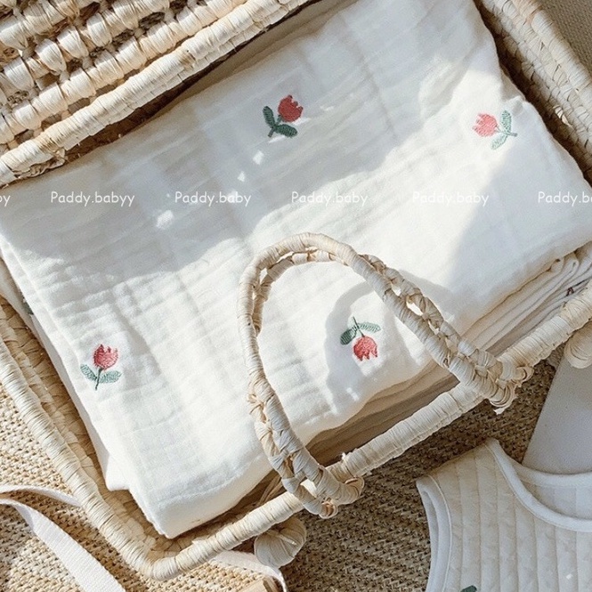<Có sẵn> Chăn xô hè mới 𝗗𝗼𝘁𝘁𝗼𝗱𝗼𝘁 𝗛𝗮̀𝗻 𝗤𝘂𝗼̂́𝗰 thêu họa tiết cho bé