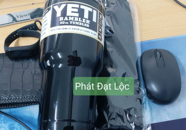 Ly giữ nhiệt YETI -  Phát Đạt Lộc ( GIỮ LẠNH LÂU  làm bằng inox 304 kèm túi đựng , ống hút - Không đổ mồ hôi