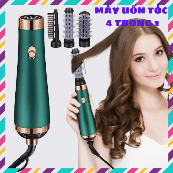 Máy uốn sấy tạo bồng đa năng 4 trong 1- hàng loại 1- tặng kèm 3 đầu lược duỗi thẳng uốn xoay tạo bồng cho tóc