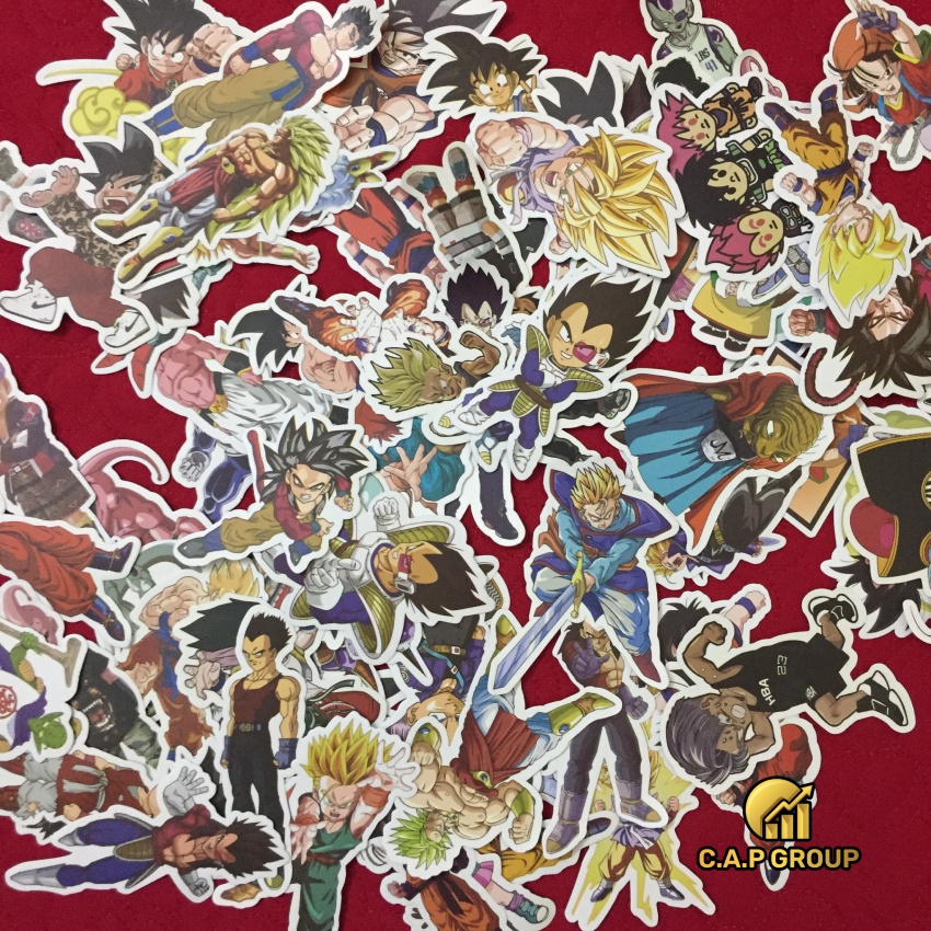Set 100 Sticker Dragon Ball Super hình dán 7 Viên ngọc rồng chống nước dán mũ bảo hiểm laptop xe máy