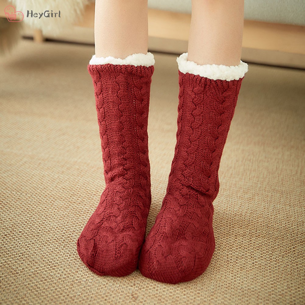 1Pair Warm Ultra-Plush Slipper Socks Thick Anti Slip Indoor Floor Ankle Sock