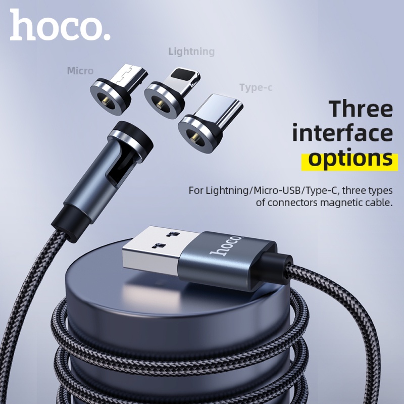 Dây cáp sạc HOCO. U94 Type C Micro USB Lightning 3 trong 1 xoay được 360 độ thích hợp cho Samsung Oppo Huawei