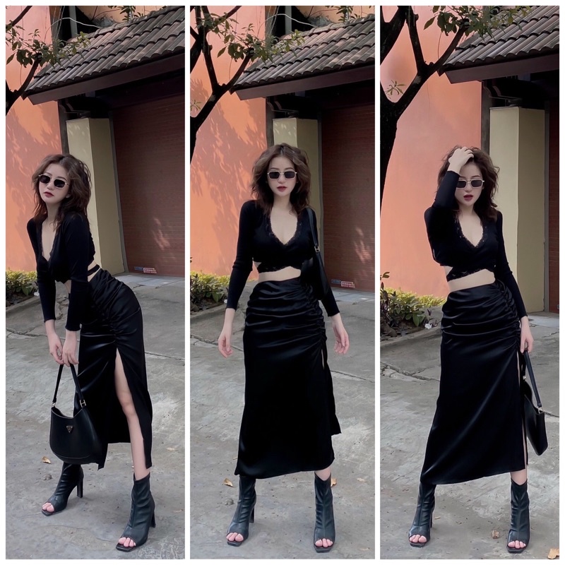 GILLBABY | Chân váy satin xẻ tà sexy cá tính mặc được 2 kiểu (TOMIE SKIRT)