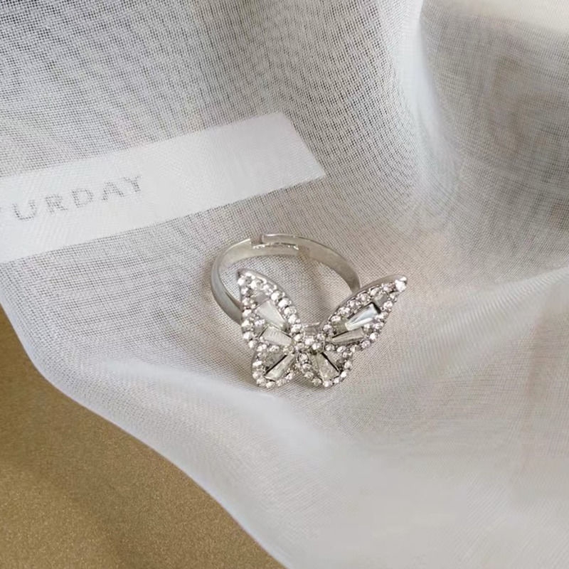 Nhẫn Hình Bướm Ba Chiều Đính Đá Pha Lê Sáng Bóng Phong Cách Nhật Hàn 22439