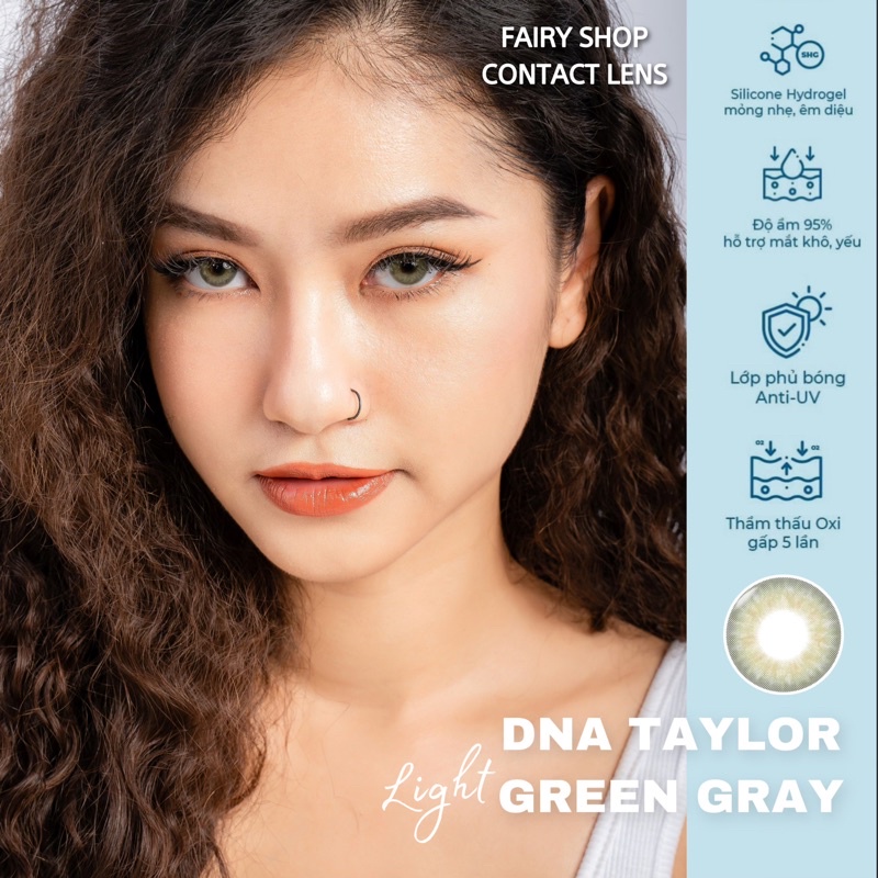 Kính Áp Tròng DNA TAYLOR GREEN GRAY light 14.0mm - Kính Áp Tròng FAIRY SHOP CONTACT LENS  Độ 0 đến 6