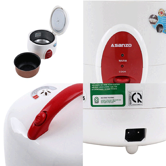 Nồi cơm điện nắp gài, lòng nồi tráng men Asanzo AR-18GW (1.8 lít) | BigBuy360 - bigbuy360.vn
