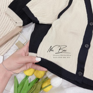 ÁO CỘC TAY PHỐI VIỀN BASIC LEN MỎNG