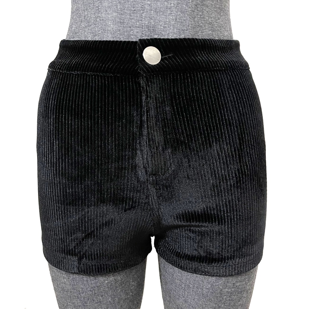 Quần Đùi Lưng Cao Màu Trơn Phối Nút Thời Trang Cho Nữ