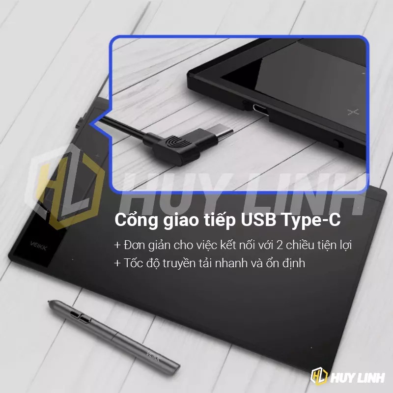 Bảng vẽ cảm ứng VEIKK A30 V2 - KT 10x6 Inch tương thích với Android, Windows và Mac OS