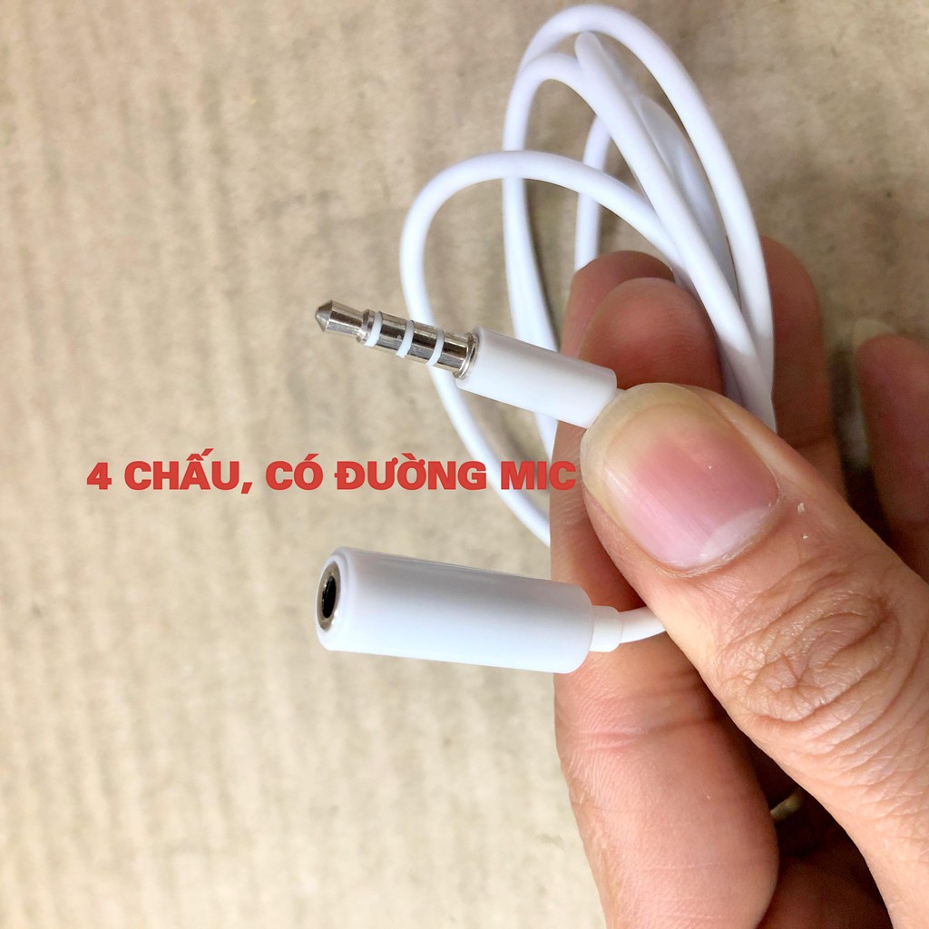 Dây nối dài tai nghe dài 1m có MIC, cáp nối thêm tay nghe hỗ trợ micro đàm thoại