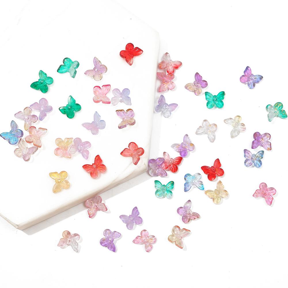 Set 10 hạt thủy tinh màu gradient làm trang sức thủ công