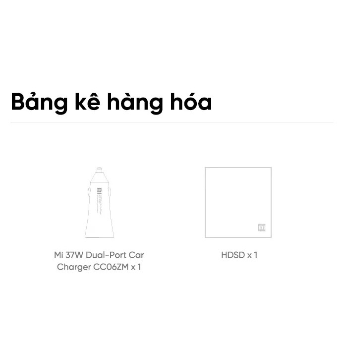 Cốc Tẩu Sạc Nhanh Ôtô / Xe Hơi 2 Cổng USB Xiaomi 37W Quốc Tế CC06ZM CHÍNH HÃNG FULLBOX