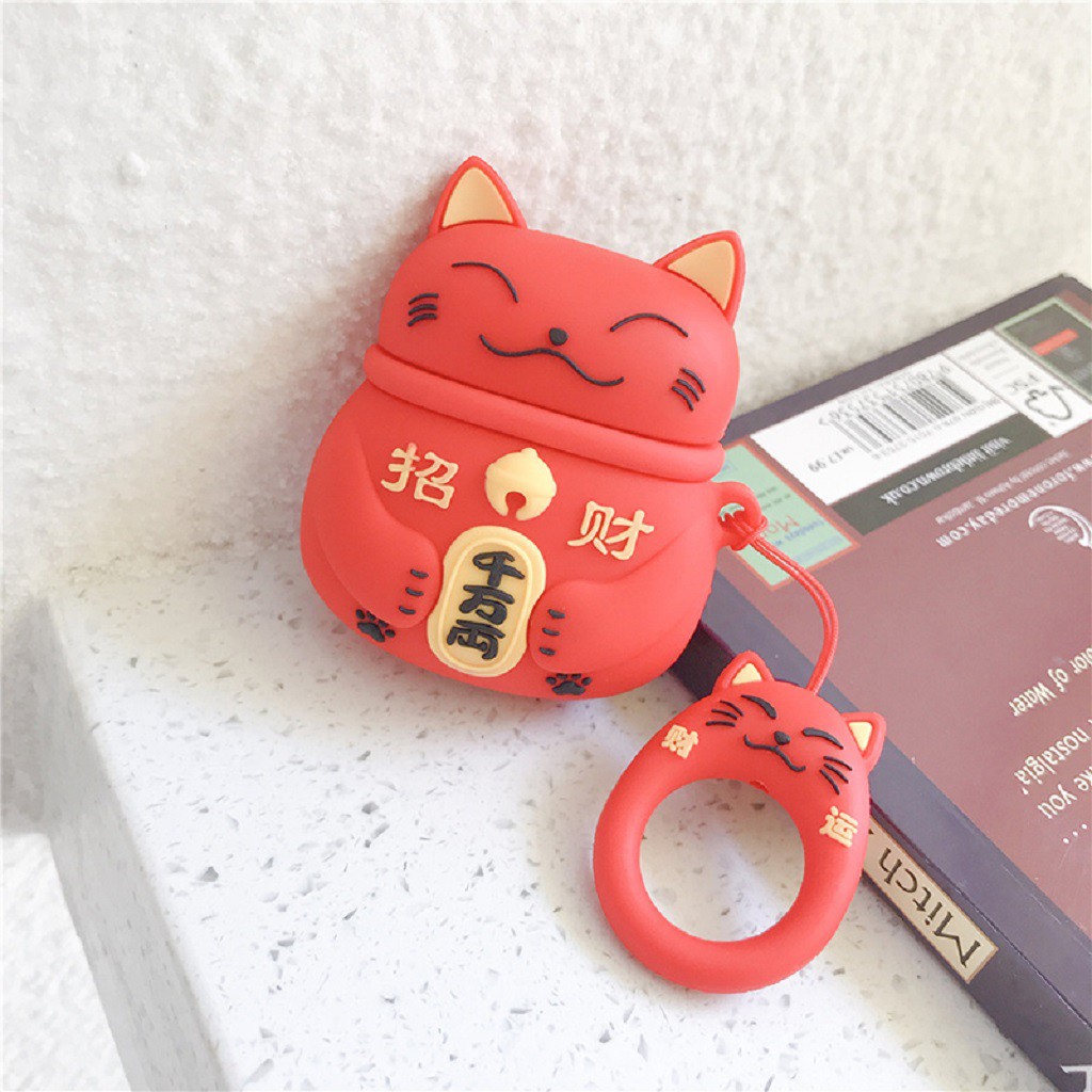 Airpods Case ⚡Freeship ⚡ MÈO THẦN TÀI Case Tai Nghe Không Dây Airpods 1/2/ i12/Pro - TGDĐ89