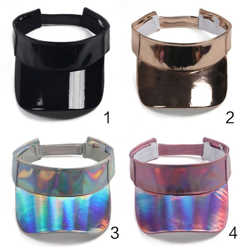 Youyo Mũ Lưỡi Trai Giả Da Hở Chóp Màu Hologram Phong Cách Tối Giản Cho Nam Và Nữ