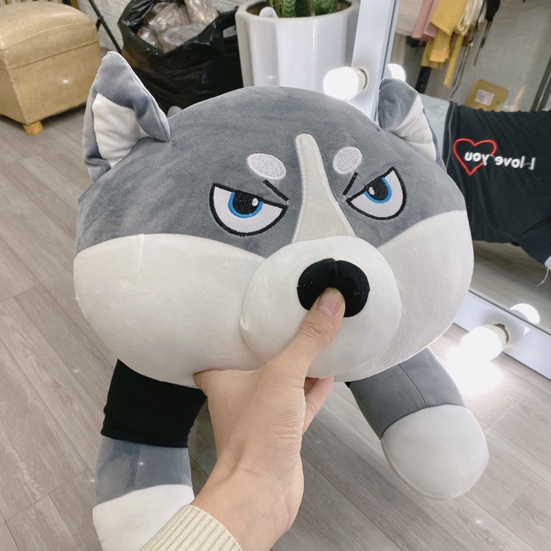 Gấu bông chó Husky mặt ngáo dễ thương, Gấu bông mèo cute 1m-1m2, Gấu bông Cao Cấp Kèm ảnh và Video thật