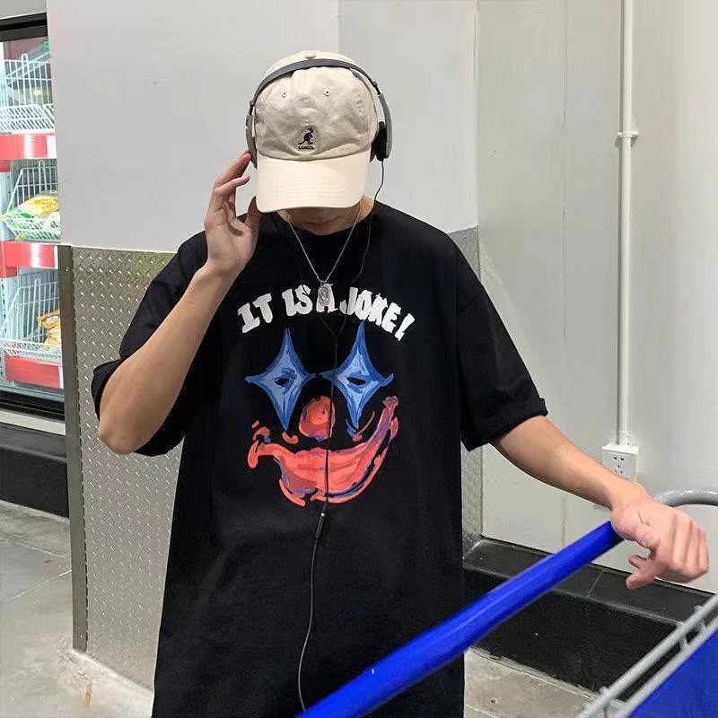 Áo thun tay lỡ,form rộng 2 màu in hình mặt quỷ trước ngực nam nữ mặc đều đẹp | BigBuy360 - bigbuy360.vn