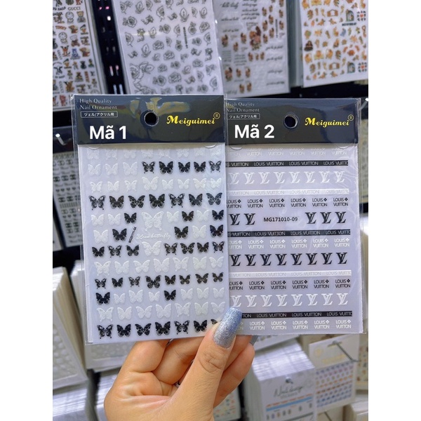Sticker dán móng - Sticker thuong hieu - sticker gấu - sticker hoa - Phụ kiện dán móng nail cutee - Siêu xinhhh