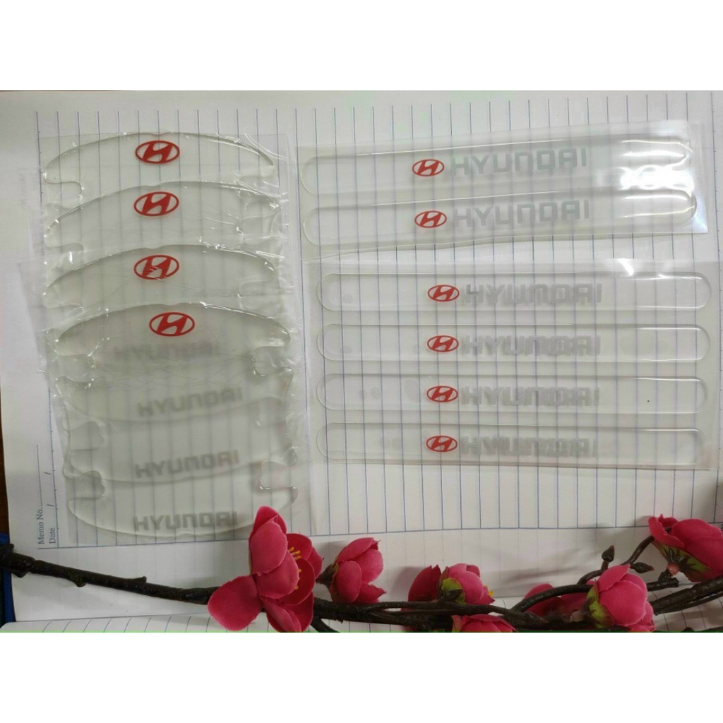 Bộ 10 Miếng Dán Silicon Chống Xước Hõm Cửa, Tay Cửa, Gương Xe Có Logo