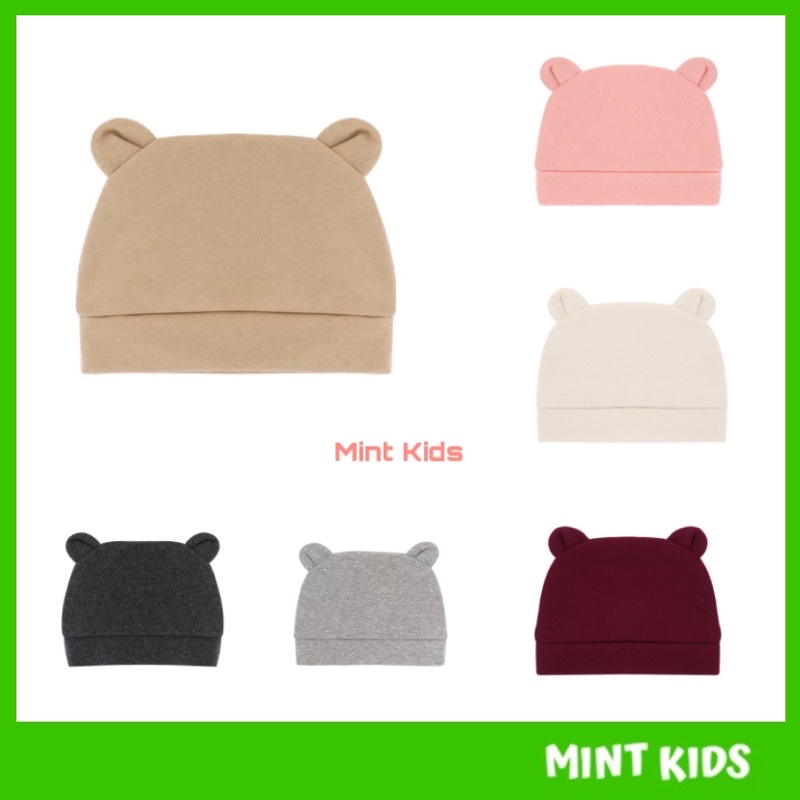 Mũ tai gấu cho bé dưới 6 tháng cotton mềm mại