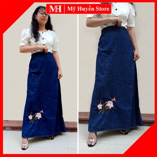 Váy Chống Nắng Vải Mềm Đẹp Chất Vải Jean Cotton Chống Tia UV Tốt Thêu Hoa Dăm Bụp Mỹ Huyền Store