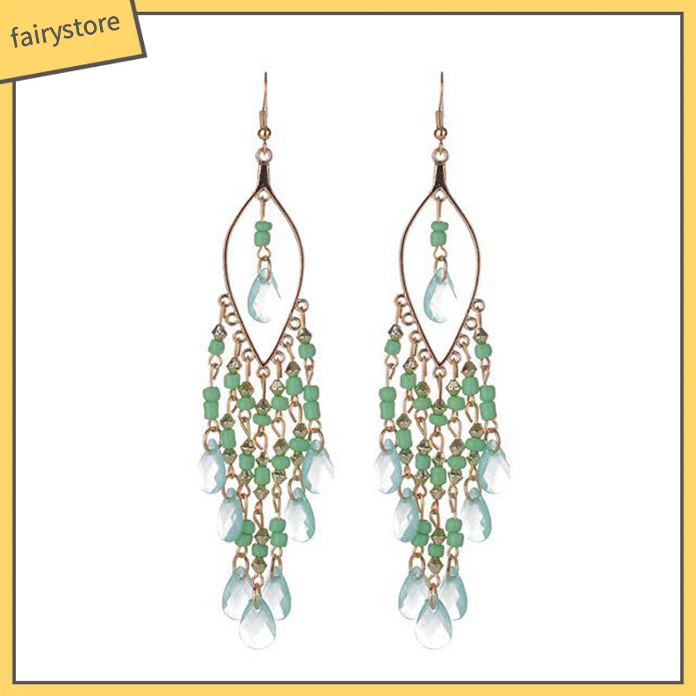 Khuyên Tai Xỏ Hạt Tua Rua Phong Cách Bohemia