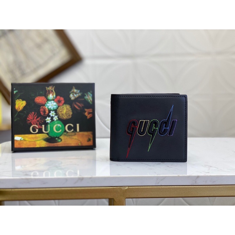 Ví da mini thêu logo Gucci GG GC tinh tế cao cấp