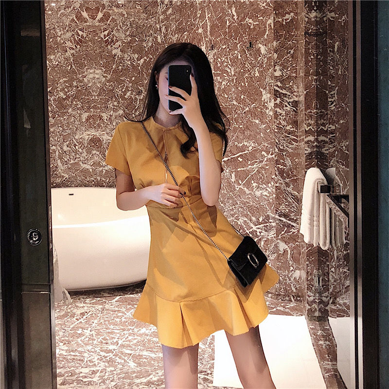 Ready Stock Spring Autumn Summer Fashion Korean Casual Women's Dresses Floral Short Sleeve Elegant Midi dress