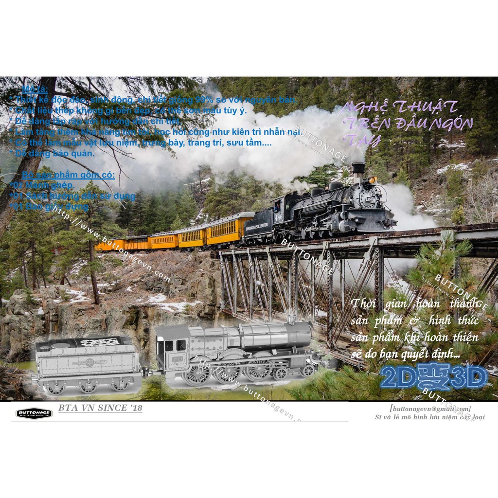 Mô Hình Lắp Ráp 3d Đầu Máy Hơi Nước Jacobite