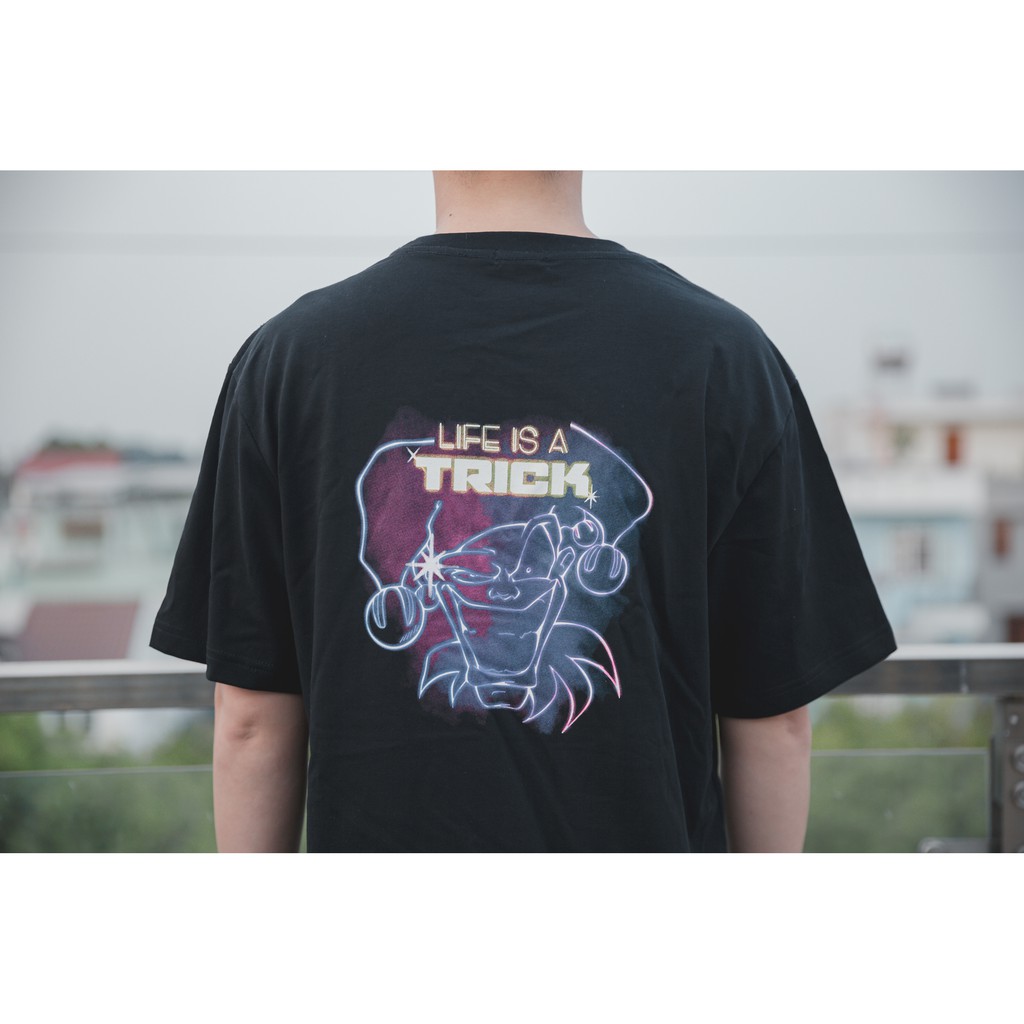 Áo thun nam nữ tay lỡ UNISEX cotton 100% form rộng - LIFE IS A TRICK [DODY Saigon / Áo Thun] | BigBuy360 - bigbuy360.vn