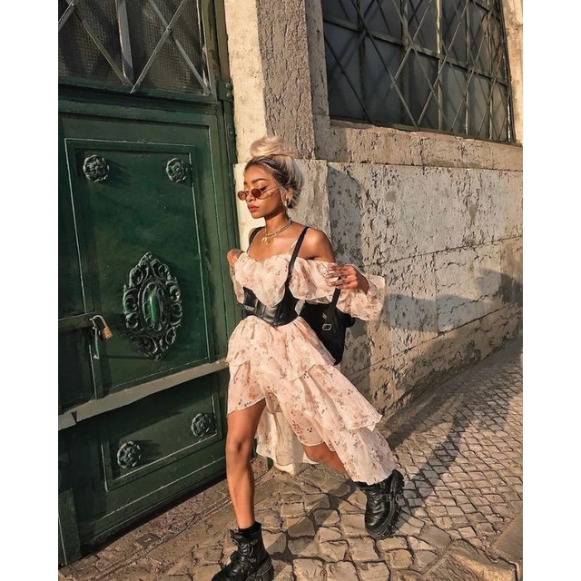 Áo nịt thắt lưng dây đeo bằng da gợi cảm cho nữ | Gothic grunge retro vintage belt corset style