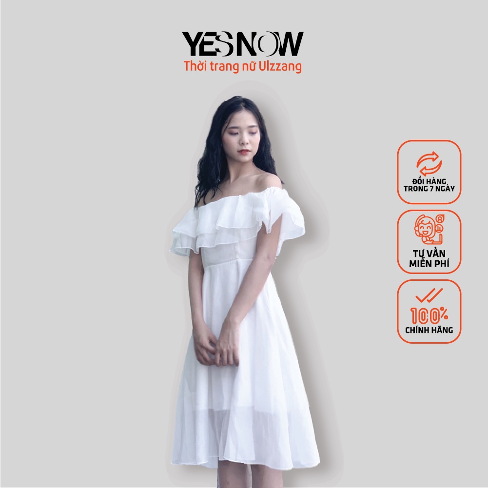 Đầm - váy trễ vai voan tơ 2 màu ( be, trắng),váy ulzzang- Váy trễ vaidự tiệc mặc cực xinh | BigBuy360 - bigbuy360.vn