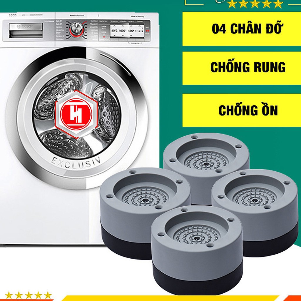 SET Combo 4 chân đế cao su kê máy giặt chống rung chống ồn chống chạy Siêu yên tĩnh 7x4cm