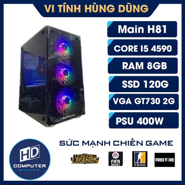 Máy tính chơi game cấu hình core i5 4590 /h81/ram 8g/ ssd120g/vga gt730 2g/psu 400w, pc chơi game giá rẻ LOL, FIFA,CSGO