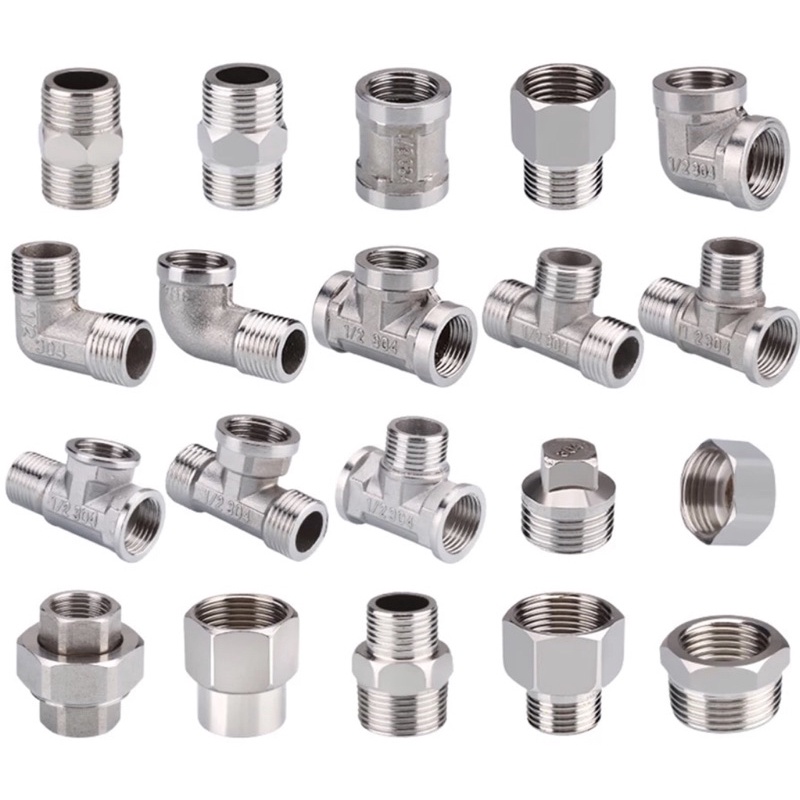 [INOX GIÁ RẺ] Đầu nối ren inox 1/2 (21mm) 3/4 (27mm) kép lơ cả rá măng sông nối ren ống nước - Inox bóng