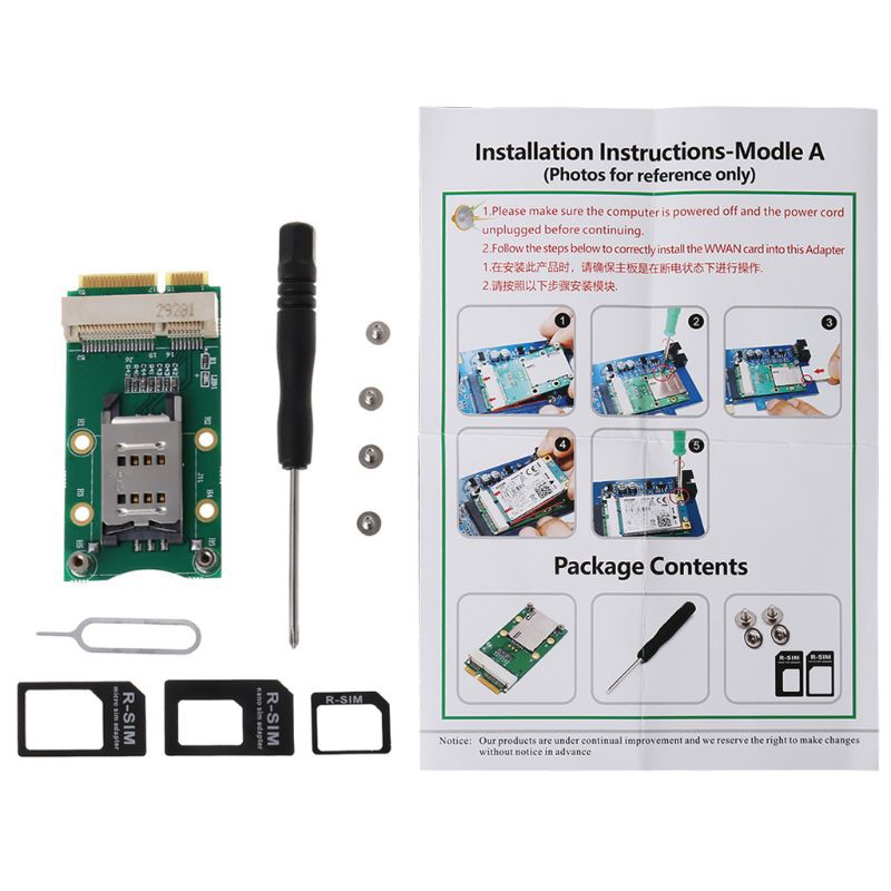 Card Mini Pci-E Với Khe Cắm Sim Cho 3g / 4g Wwan Lte Gps