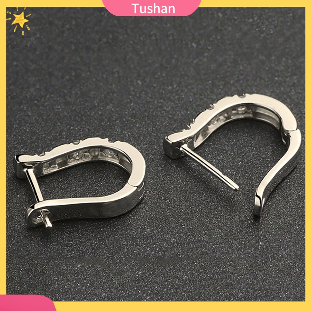 Đôi bông tai nữ hình chữ U đính đá đơn giản thời trang