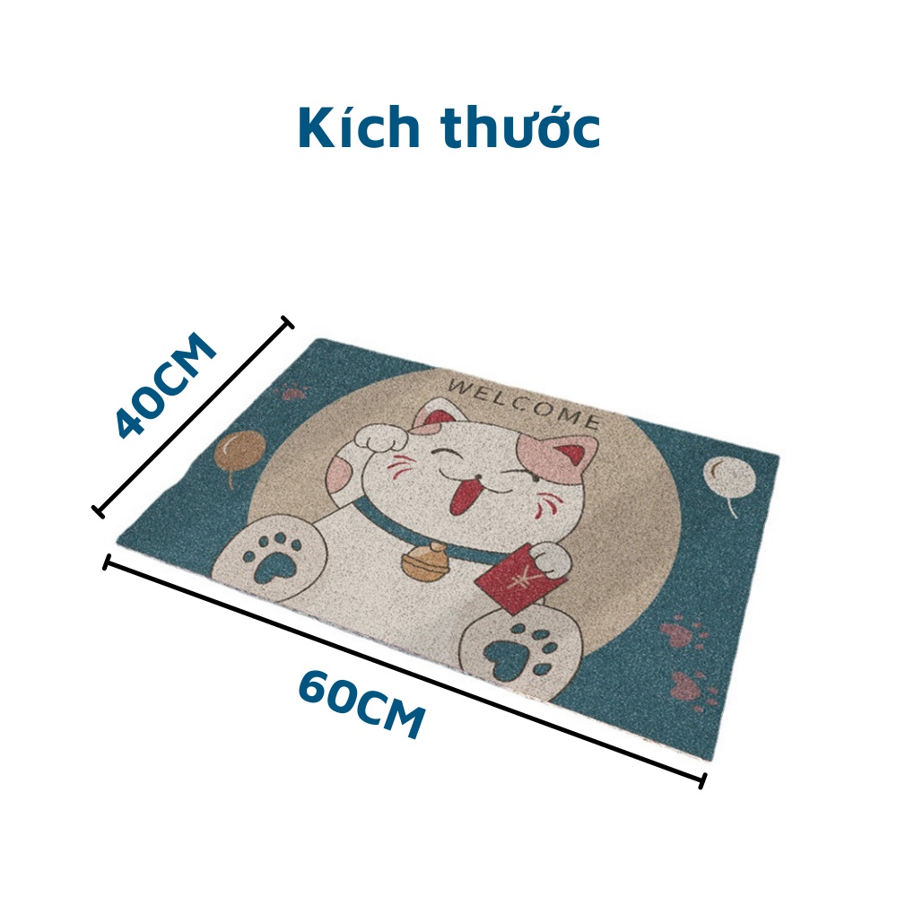 Thảm lau chân 3D Lucky-cat chống trơn trượt cao cấp hoạ tiết dễ thương