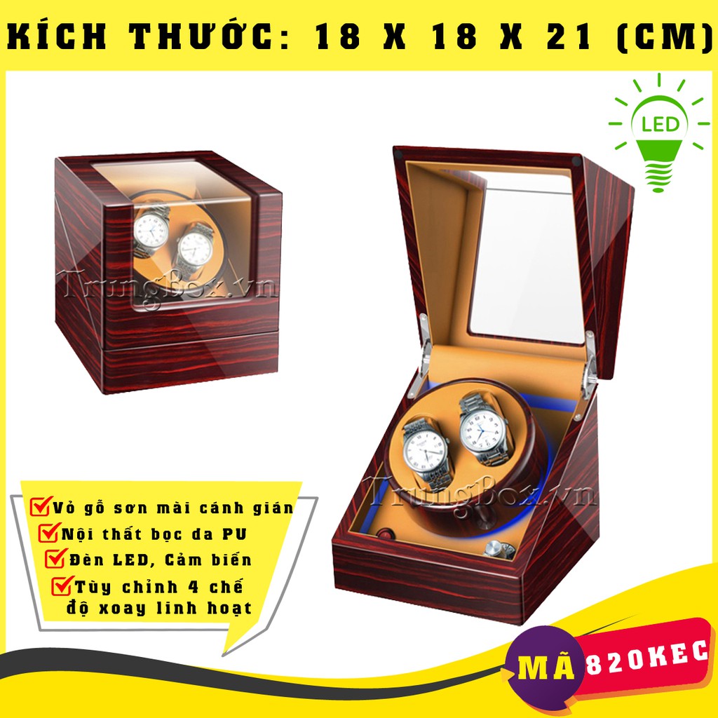 [MOTOR NHẬT] Hộp Xoay Đồng Hồ Cơ 1 &amp; 2 Ngăn - Vỏ Da &amp; Vỏ Gỗ | SAIKE chính hãng