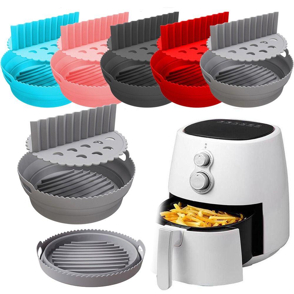 Khay Nướng Hình Tròn Bằng Silicon Mềm Kèm Tấm Lót Tách Tái Sử Dụng Được Dành Cho Nồi Chiên Không Dầu